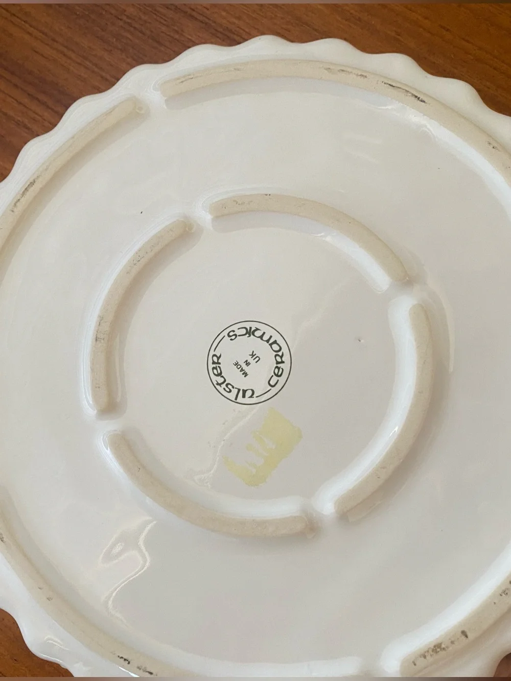 Vintage Ulster Ceramics Scalloped Ceramic Tart Dish with Dainty Floral Pattern
